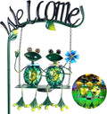 HONGLAND Outdoor Garden Solar Lights,Frog Swing Garden Decor,Frog Decorative Stake with Welcome Sign for Landscape Patio Yard (48 inch)