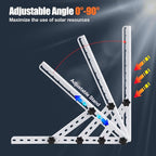 Solar Panel Mount, Upgraded 16" Adjustable Brackets with Foldable Tilt Legs Adjustable Solar Ground Mount for 1-2pcs 10-50 Watt Portable Solar Panel for RV, Roof, Boat, and Off-Grid
