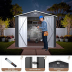 10x12 FT Outdoor Storage Shed, Metal Garden Shed - Tool Storage Sheds with Lockable Doors, Waterproof Outside Storage Building for Backyard, Patio (Black; Floor Not Included)