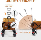 TIMBER RIDGE 47"L Collapsible Folding Wagon with Tailgate, 550lbs Heavy Duty Beach Wagon with All-Terrain Big Wheels, 250L Foldable Utility Wagon Cart for Sand Camping Sports Shopping, Orange