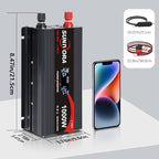1000 Watt Inverter with LCD Display 12V DC to 110V/120V AC 2000 Watt(Peak) Car Power Inverter with 2 AC Outlets 20W PD USB-C and 18W QC USB-A Power Converter for Car, Laptops, Road Trip
