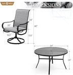 Sophia & William Outdoor Dining Set Patio Dining Set for 6 Round Patio Table and Chairs Set 7 Pieces Patio Set with Swivel Patio Chairs 54" Metal Table for Garden Pool All Weather Grey
