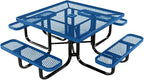 COATEDOUTDOORFURNITURE Heavy-Duty Portable Outdoor Kids Table with Umbrella Hole, Expanded Metal Kids Picnic Table, Commercial-Grade, Made in America (46 in, Square, Childrens, Textured Light Blue)