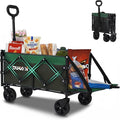 Collapsible Tailgate Wagon with Wheels, Compact Size Folding Utility Cart, 380LBS Capacity for Garden, Grocery, Beach, Camping – Portable Heavy Duty Cart(Army Green)