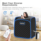Giantex Portable Sauna, Sauna Box 3L Steam Box Remote Control, 9 Adjustable Temperature & Timer, Foot Roller, Mat & Foldable Chair, Steam Sauna for Single Person, Personal Sauna Tent for Home, Black