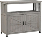 Modern Grey Solid Wood Patio Bar Table Set with Convenient Storage – Ideal Buffet Cabinet Sideboard for Outdoor and Indoor Use!