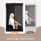 New UpgradeRed Light Collapsible Fridge Sauna Box for Relaxation,Detoxification,Portable Steam Sauna for Home with XL Steamer,16 Levels, 75”x 40”x40”，Double Doors，Larger Folding Chair, (Black)