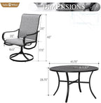 Sophia & William Outdoor Dining Set Patio Dining Set for 4 Round Patio Table and Chairs Set 5 Pieces with Swivel Patio Chairs 42" Metal Table for Garden Pool All Weather Grey