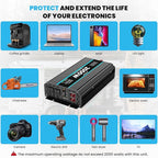 2000 Watts Pure Sine Wave Inverter 12V DC to 110/120V AC Power Inverter with 2 AC Outlets, 3.1A USB Port, LCD Display, Remote Controller, Car Power Converter for Truck, Home, Vehicles, Boat