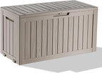 75 Gallon Waterproof Outdoor Storage Box,Resin Deck Box,Lockable Outside Storage Box Container for Patio Furniure,Garden,Pool Tools (75 Gallon,Grey)