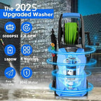 Electric Pressure Washer 5000 PSI,2.8 GPM Power Washer with Foam Cannon,Portable Cleaner with 33ft Hose Reel,4 Nozzle Tips,and Soap Bottle for Cars/Home/Driveways/Patios/Decks/Fences