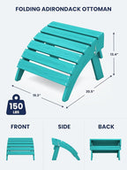 KINGYES Folding Adirondack Ottomans Set of 2 for Adirondack Chair, Aruba