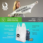 Hippo Sak - Plant Based Tall Kitchen Garbage Bags with Ergonomic Handles - 13 Gallon Trash Bags - Recyclable & Reduced Carbon Footprint - Super Strong and Leak Proof Tall Kitchen Trash Bags (45 Count)