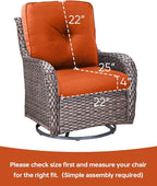 Pop 22x25/22x24 Outdoor Cushions for Patio 5 Piece Set - Set of 5 Water-Repellent Replacement Cushion for Wicker Dining Rocking Swivel Chairs Loveseat Couch Sectional Sofa - Orange/Button