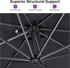 PURPLE LEAF 9 Feet Patio Umbrella Outdoor Cantilever Square Umbrella Aluminum Offset Umbrella with 360-degree Rotation for Garden Deck Pool Patio, Light Grey
