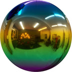 6 inch Diameter Gazing Ball,Rainbow Stainless Steel Polished Reflective Smooth Garden Sphere Globe Mirror,Colorful and Shiny Addition to Any Garden or Home