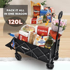 Collapsible Tailgate Wagon with Wheels, Compact Size Folding Utility Cart, 380LBS Capacity for Garden, Grocery, Beach, Camping – Portable Heavy Duty Cart