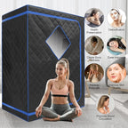 ZONEMEL 2 Person Portable Full Spectrum Infrared Sauna, Full Size Large Spa Tent with Remote Control,1600W, Foldable Chairs & LED Therapy Light, Home Spa for Relaxation (47.2"x35.4"x63")