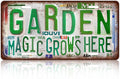 Vintage Garden Metal Tin Sign License Plate Wall Decor for Garden Lover 12 x 6 Inches - magic grows here
