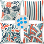 Cirzone Outdoor Pillow Covers 18x18 Set of 4 Striped Patterns Waterproof Throw Outdoor Pillows Decorations for Patio Garden, Home