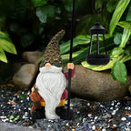Garden Gnome with Solar Lantern, Maple Leaves Hat, Outdoor Garden Figurine Lights, Unique Gift for Women, Mom, Friends (Maple Leaves Gnomes)