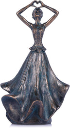 QIANLING 8'' Fairy Statue - Leaf Angel Girls Sculptures Resin Home Decor, Decorations Figurines Gift for Inside or Outside, Bedroom, Office Desktop, Cabinets, Book Shelf or Outdoor Garden Yard