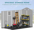 Devoko 6x10 FT Plastic Outdoor Storage Shed - Lockable Resin Tool Shed with Window & Floor - Easy Assembly for Garden, Backyard, Light Gray