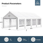 MFSTUDIO 13x26 Party Tents, Outdoor Heavy Duty Tents for Parties with Removable Sidewalls, Canopy Events Tent Shelter for Outdoor Wedding Birthday Backyard, White
