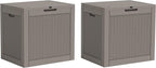 32 * 2 Gallon Outdoor storage deck Box Waterproof ，garden tool,backyard cushion,poolside storage,Small delivery boxes for outside,Two Boxes/set (Rattan Gray