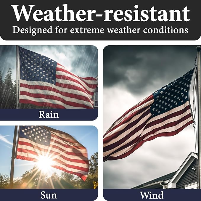 American Flags for Outside 3x5-100% MADE IN THE USA -Indestructible Durable Outdoor Heavy Duty Spun Polyester -US Flags 3x5 Outdoor -American Flag Sewn Stripes and Embroidered Stars - FMAA Certified