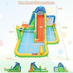 BOUNTECH Inflatable Water Slide, Elephant Surfing Slide Kids Water Park Jump Bouncy Castle w/2 Splash Pools, Hide & Seek Cave, Outdoor Water Slides Inflatables for Big Kids Backyard Party Gifts