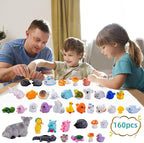 160 Styles Mini Resin Animals 160pcs Variety Tiny Animals Figures Miniature Little Small Figurines Bulk for Micro Fairy Garden Landscape Accessories Hide Decor Aquarium