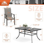7 Piece Patio Dining Sets for 6, Metal Outdoor Table and Chairs Set with 1 Patio Dining Table(1.57-1.9" Hole) and 6 Textilene Patio Dining Chairs, Outdoor Dining Set for Deck Backyard