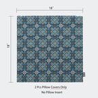 Magpie Fabrics Pack of 2 Indoor Outdoor Waterproof Throw Pillow Covers 18 x 18 Inch, Decorative Pillowcase Shell Cushion Sham for Garden Patio Tent Balcony Couch Sofa(Morgan Medal Print)
