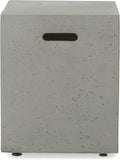 Propane Tank Cover Table for Fire Pits, 20 LB Concrete Propane Tank Holder with Side Handles, Outdoor Tank Storage Side Table for Patio, Gas Griddle, Light Gray