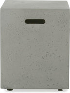 Propane Tank Cover Table for Fire Pits, 20 LB Concrete Propane Tank Holder with Side Handles, Outdoor Tank Storage Side Table for Patio, Gas Griddle, Light Gray