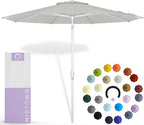 Midtown Umbrellas The Swilt 8 Feet Patio Umbrella in Terylast Off Cream (Off White) Polyester Fabric - Fiberglass Ribs, Auto-Tilt Aluminum Frame For Backyard, Deck, Garden, Pool - White Pole