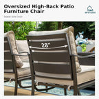 MFSTUDIO Metal Patio Conversation Sets, Outdoor Furniture Sofas Set of 2, 2 Pieces Durable Steel Frame Patio Chairs with 5.8" Beige Cushions for Patio Garden Backyard Balcony