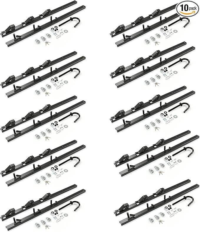 ECOTRIC 10pc 3 Place Weed Eater Rack Carrier Mount On Landscape Truck Trailer Enclosed Trimmer Rack Holder w/Lock Pair