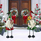 HONGLAND Metal Gnome Yard Art Outdoor Gnomes Garden Statue 18 Inch Gnome Figurine Decorative Stakes for Holiday Christmas Lawn Patio Yard Garden Decor-2 PCS