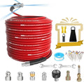 NaiNai 100FT Sewer Jetter Kit for Pressure Washer,1/4 Inch NPT Sewer Jetting Hose,Pressure Washer Drain Cleaner Hose 5800PSI with Sewer Jetter Nozzles, Gloves, Waterproof Tape, Apron (100FT)