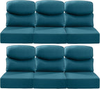 Luxury 24x24x6 Inch Smile Patio Cushions for Outdoor Furniture Set of 6 - Thick Back & Deep Seat Outside Chair Pillows for Rattan Metal Glider Loveseat Sectional Sofa - Peacock Blue