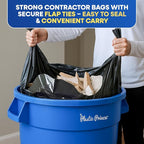 Heavy Duty Contractor Bags 42 Gallon with Flap Ties Trash Bags 3 Mil for Industrial Commercial Use 32 x 45 Yard Waste Bags, Black Pack of 20