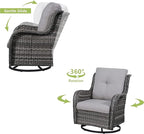 HUMMUH 7pcs Patio Furniture Set Swivel Rocker Patio Chairs,PE Wicker Outdoor Sofa Set of 2 with Coffee Table and Ottomans(Grey,Grey)