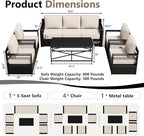 Outdoor Patio Furniture Set, 6-Piece Aluminum Patio Conversation Set All-Weather Metal Outdoor Sectional with 6 Inch Thick Cushions, Deep Setting for Garden, Outside and Porch