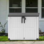 KAMABOKO Outdoor Storage Cabinet 36 Cu.Ft Outdoor Trash Can Storage Shed Waterproof Horizontal Storage Shed Outdoor Storage for Backyard, Patio, Poolside (White)