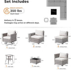 ovios 8 Pieces Patio Furniture Set, Outdoor Wicker Sectional Sofa with Swivel Chair Coffee Table, Modern Modular Deep Seat Rattan Couch Conversation Sets, Beige