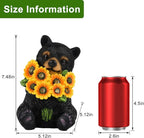 Solar Garden Decor Black Bear Outdoor Statue, Outdoor Patio Sculpture Decor LED Lights Gifts for Mom or Daughter, Garden Statues Birthday Gifts for Women Home and Yard