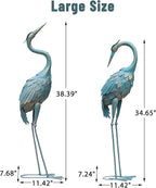 35-40 Inch Standing Garden Crane Statues for Outdoor Set of 2 Metal Birds Garden Sculptures Yard Art for Home Backyard Patio Lawn Decoration