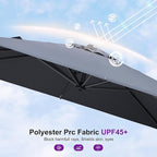 PURPLE LEAF 8' X 8' Patio Umbrella with Wheeled Base for Pool 7' High Offset Outdoor Cantilever Umbrella Swimming Pool Umbrella with 360°Rotation for Poolside Grey